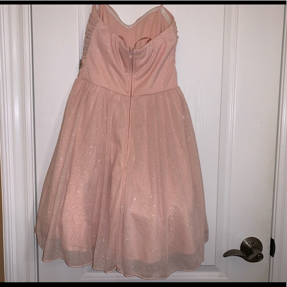 Pink Sparkly Strapless Dress - Picture 3 of 7